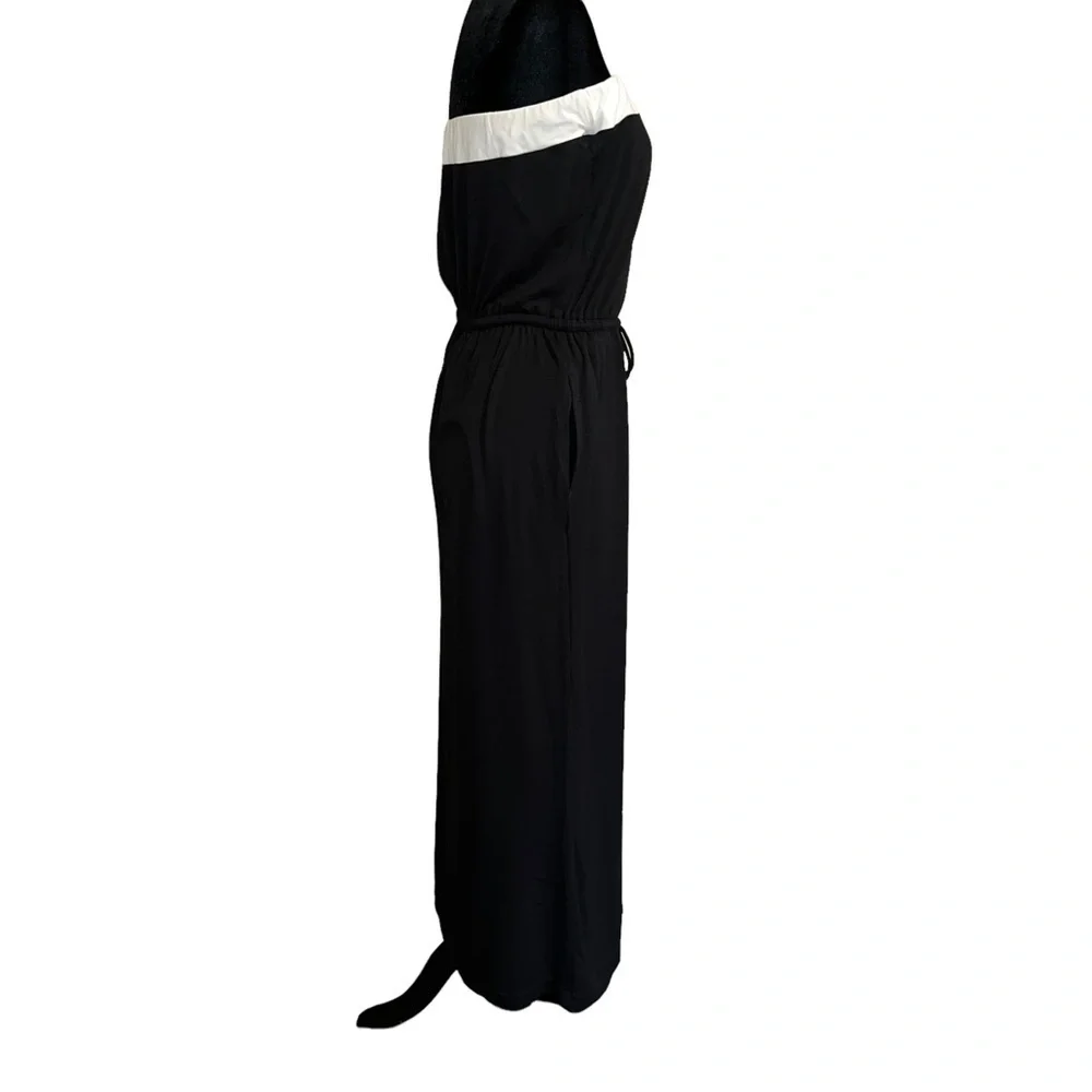 NWT J. Crew Strapless Black and White Maxi Dress Size MP